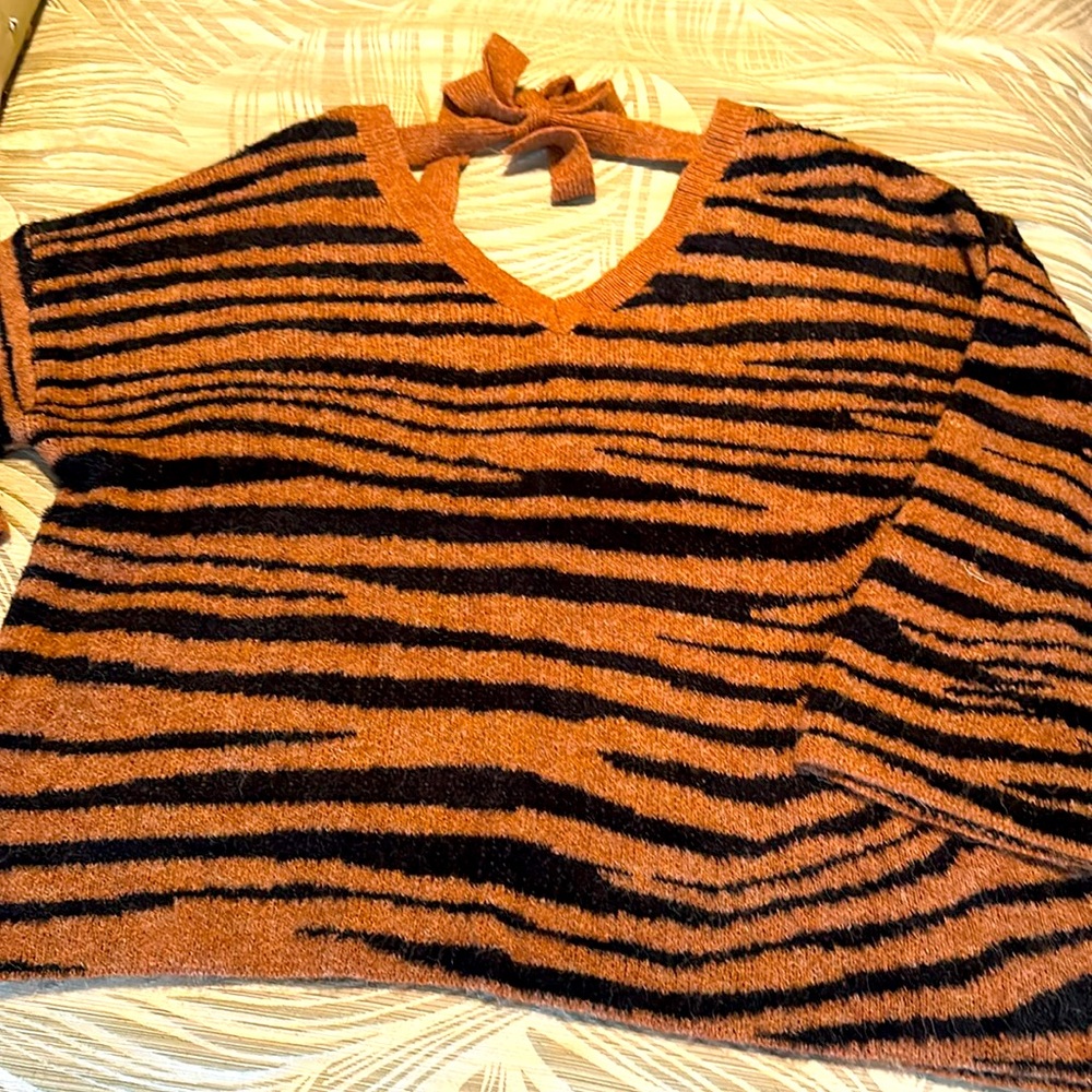 Tiger Fans look here! Pol striped tie sweater!